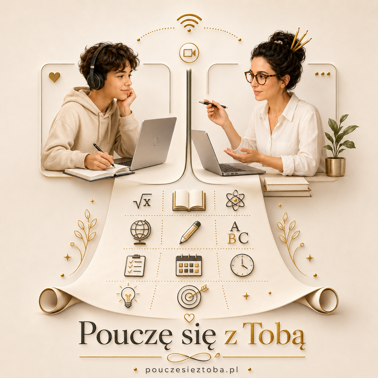 Nauka online ucznia z nauczycielką
